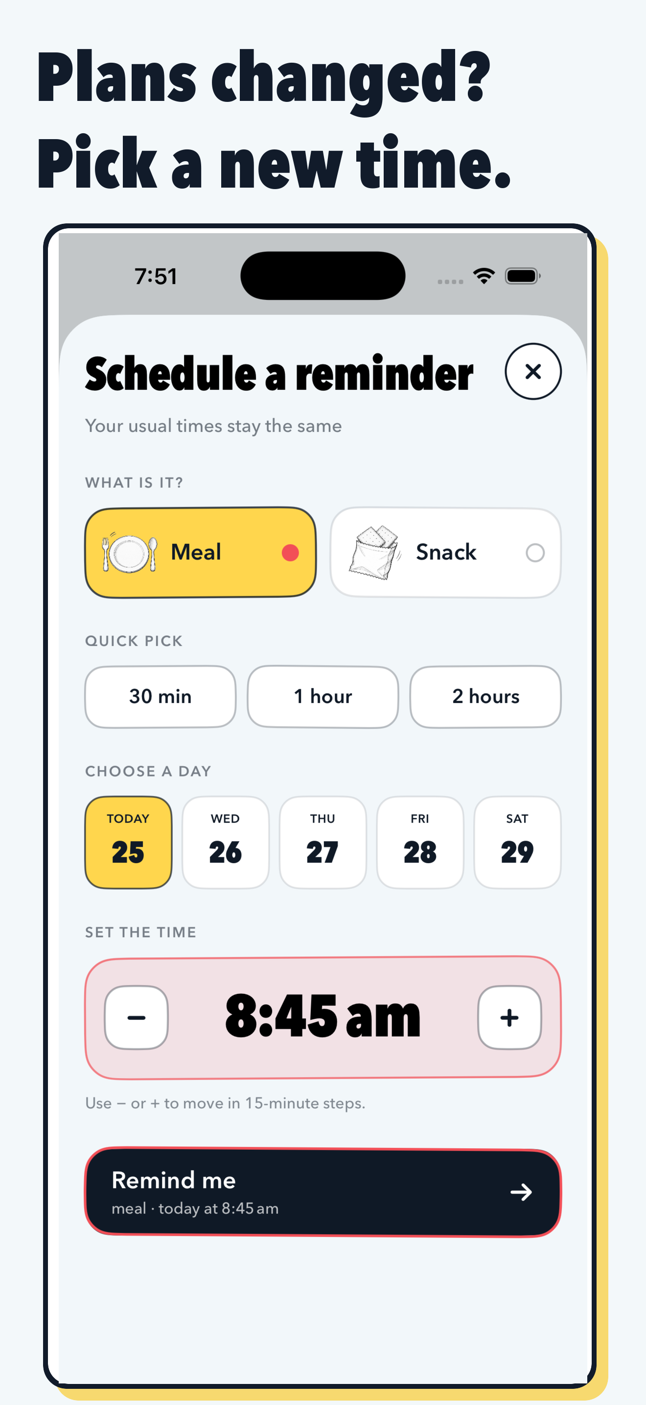 A flexible meal reminder for a day that changed